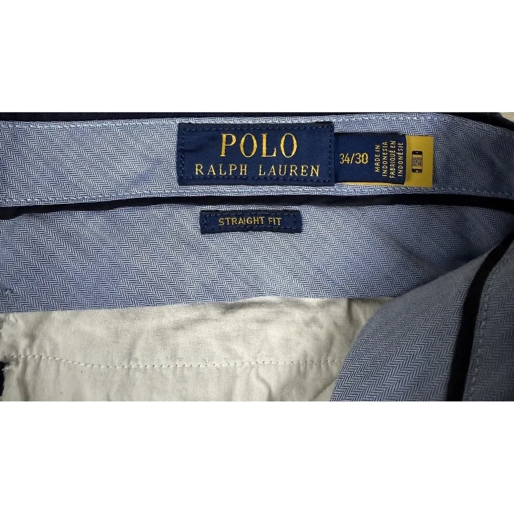 Polo Ralph Lauren Men's Straight Fit Linen Blend Pants 34x30 Navy Blue Chino
